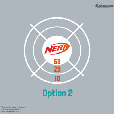 Nerf target wall sticker option 2 shown on a grey background
