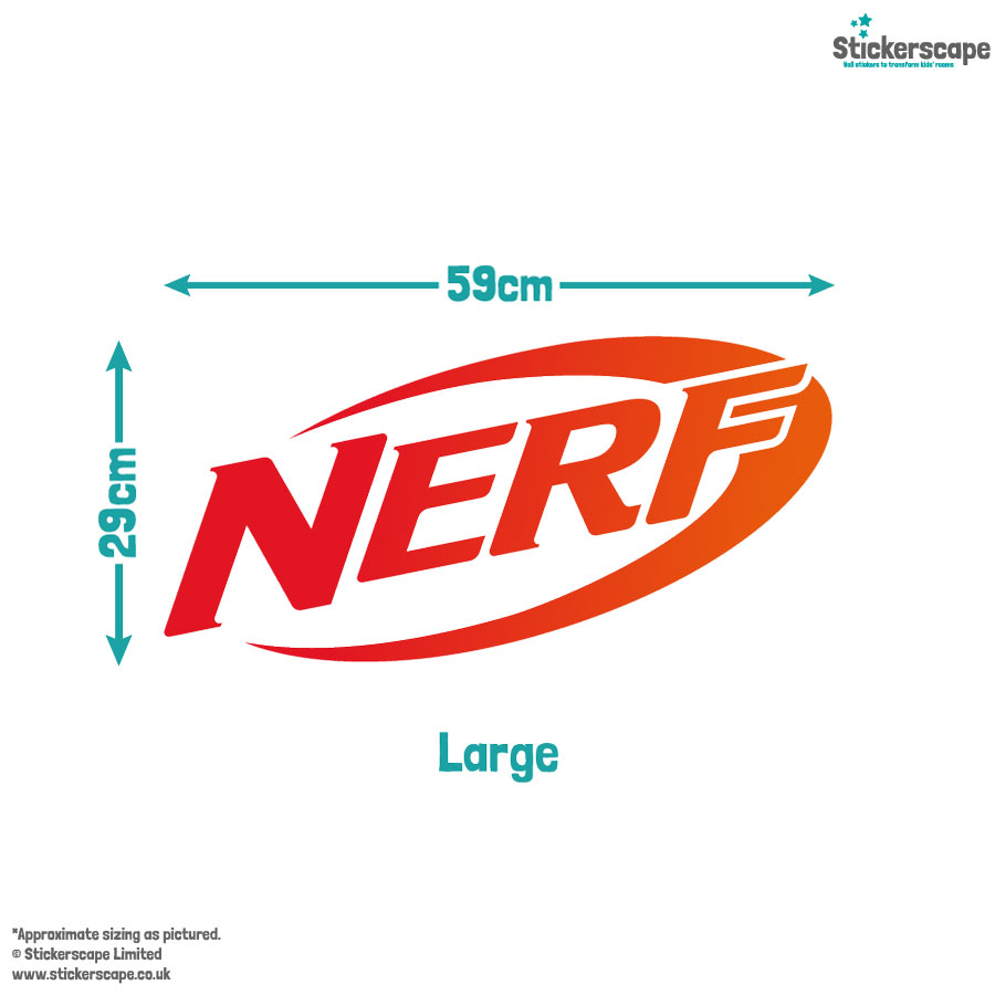 Nerf logo window sticker large size guide