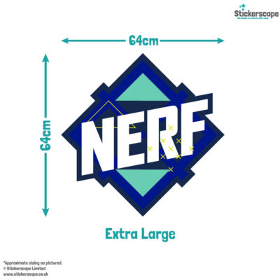 Blue Nerf logo wall sticker extra large size guide