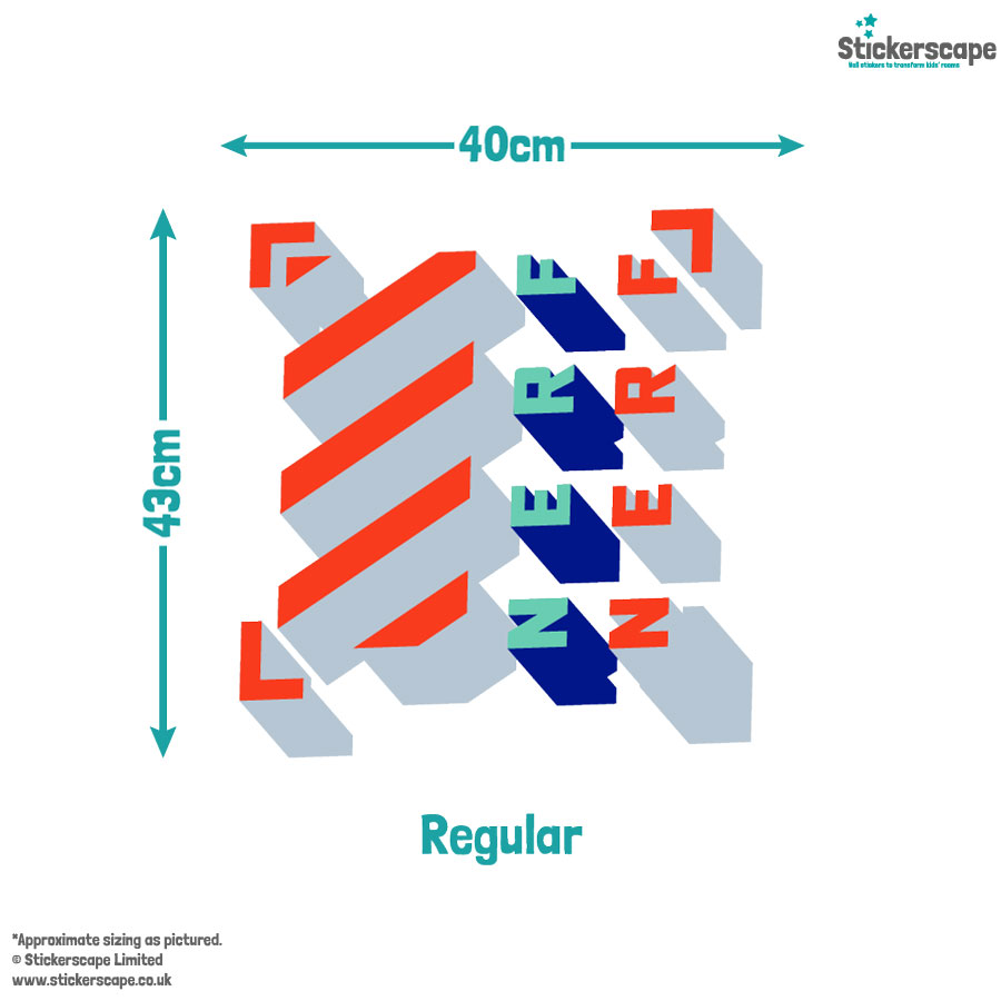 3D Nerf wall sticker regular size guide