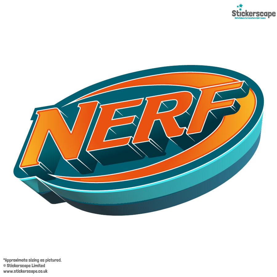 3D Nerf logo wall sticker on a white background