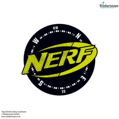 Nerf compass wall sticker shown on a white background