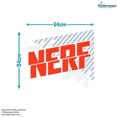 Split Nerf wall sticker size guide