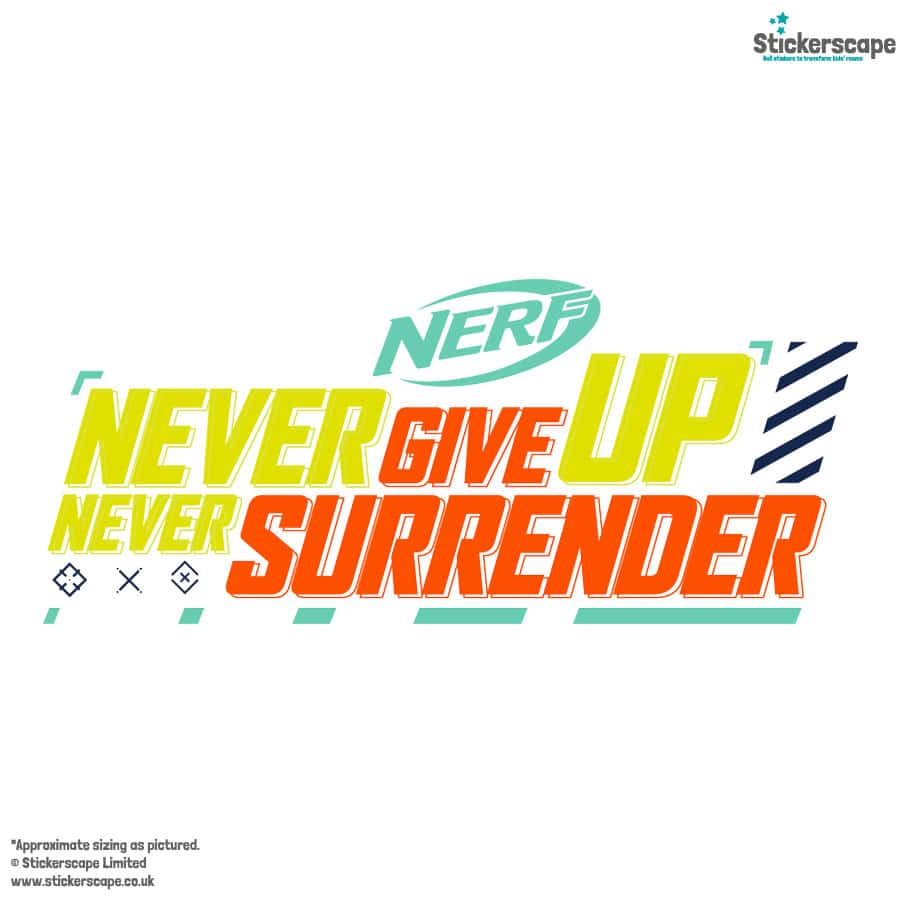 Never Give Up wall sticker shown on a white background