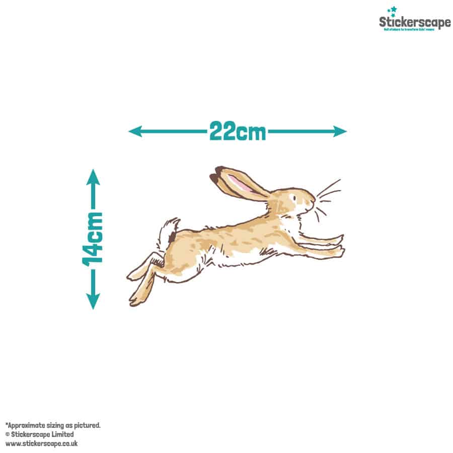 Pastel hares wall sticker pack size guide of one hare