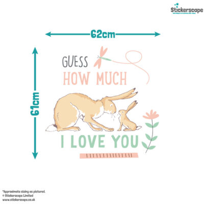 Guess How Much I Love You wall sticker size guide