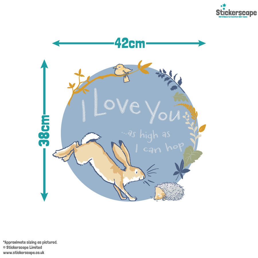I love you wall sticker option 2 size guide