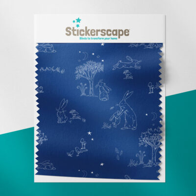 blue night time hare roller blind swatch image