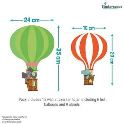 hot air balloon wall sticker pack size guide