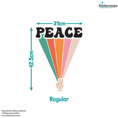 emoji peace rainbow wall sticker regular size guide
