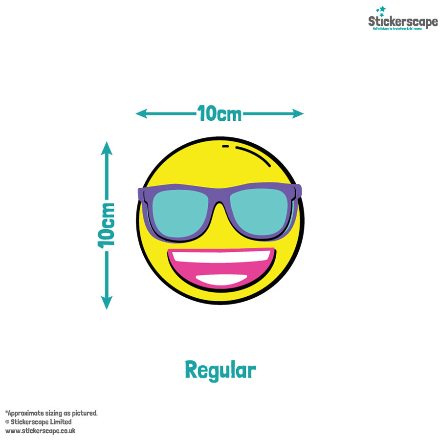 emoji 90's wall sticker pack regular size guide of smiley face