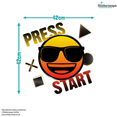 emoji press start wall sticker size guide