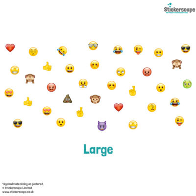 Mixed emoji wall sticker pack large shown on a white background