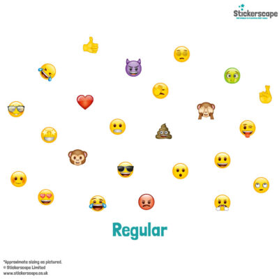 Mixed emoji wall sticker pack regular shown on a white background