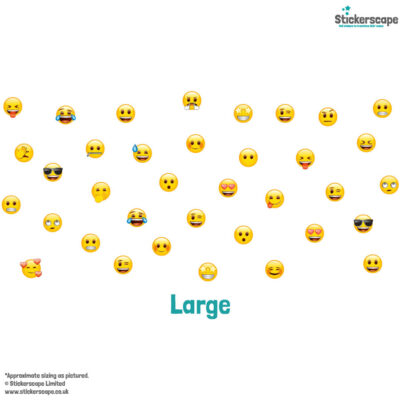 emoji Faces Wall Sticker Pack large shown on a white background