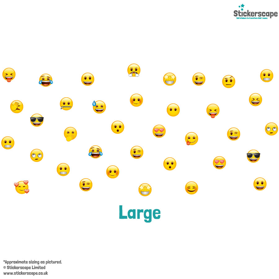 emoji Faces Wall Sticker Pack large shown on a white background