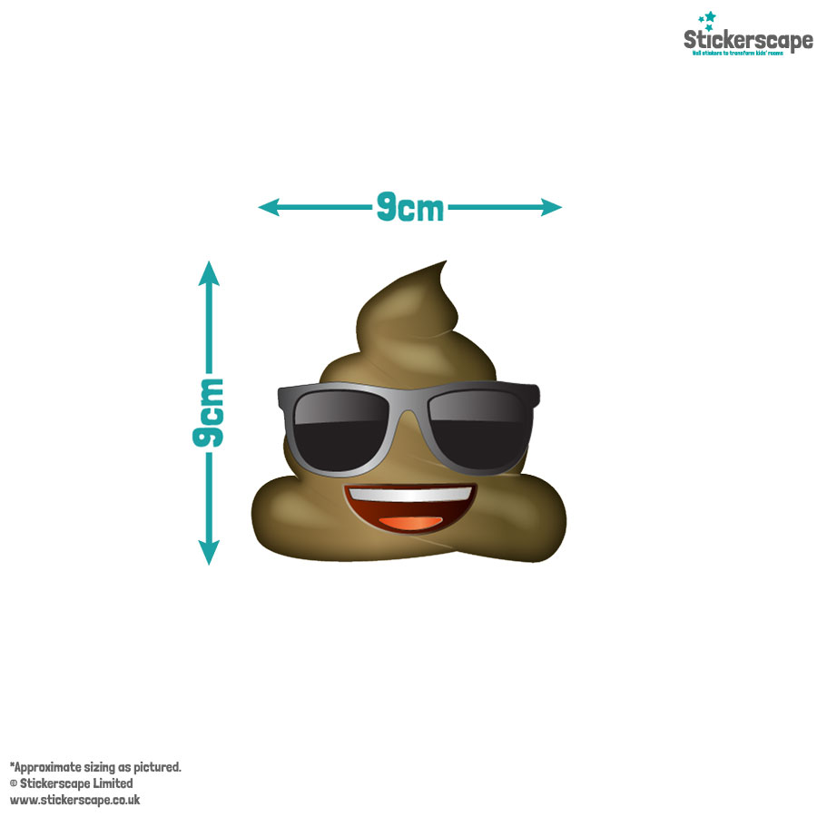 emoji poo wall sticker pack size guide