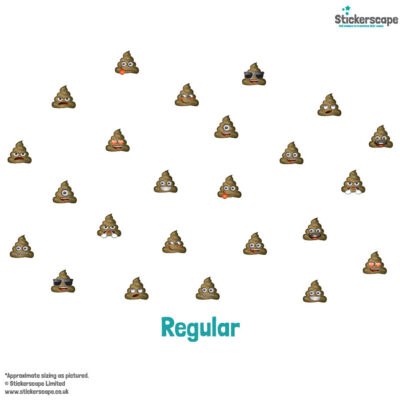 emoji poo wall sticker pack regular shown on a white background