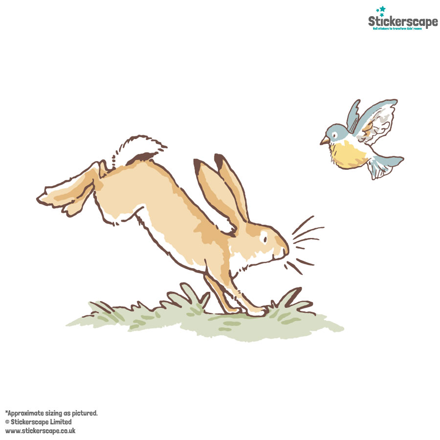 Hopping hare wall sticker shown on a white background