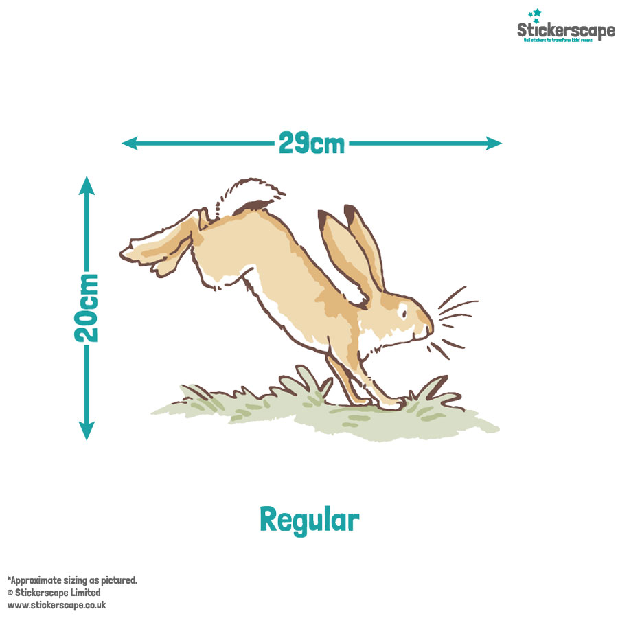 Hopping hare wall sticker regular size guide