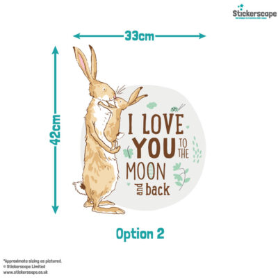 To the moon wall sticker option 2 size guide