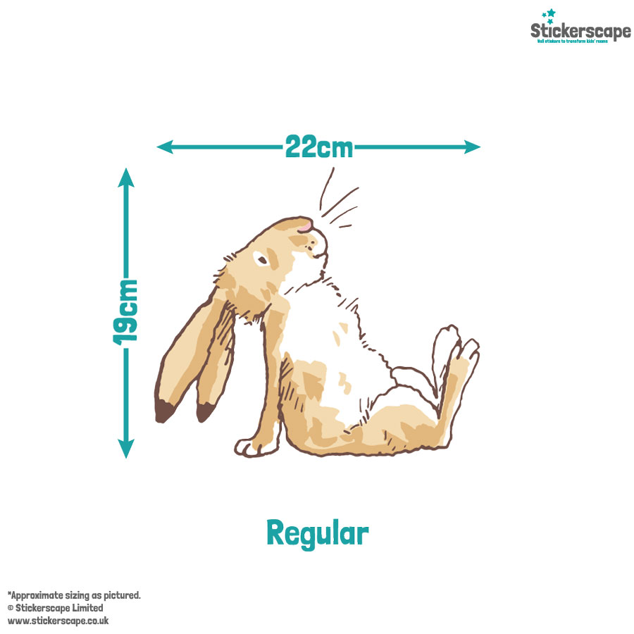 Personalised hare & balloon window sticker regular size guide