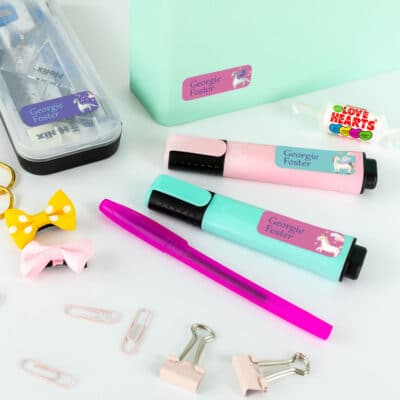 Unicorns and Dragons Name Labels on stationary