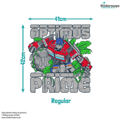 Optimus Prime wall sticker size guide showing regular size.