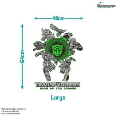 Rise of the Beasts wall sticker size guide showing large size.