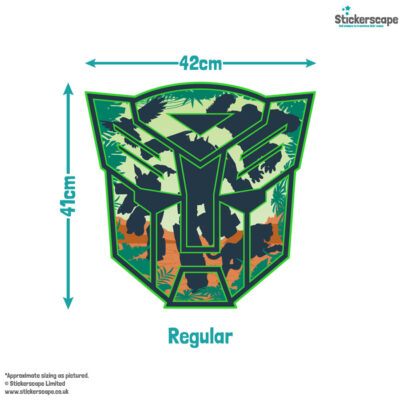 Rise of the Beasts wall sticker size guide showing regular size.