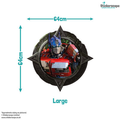 Optimus Prime wall sticker size guide showing large size.