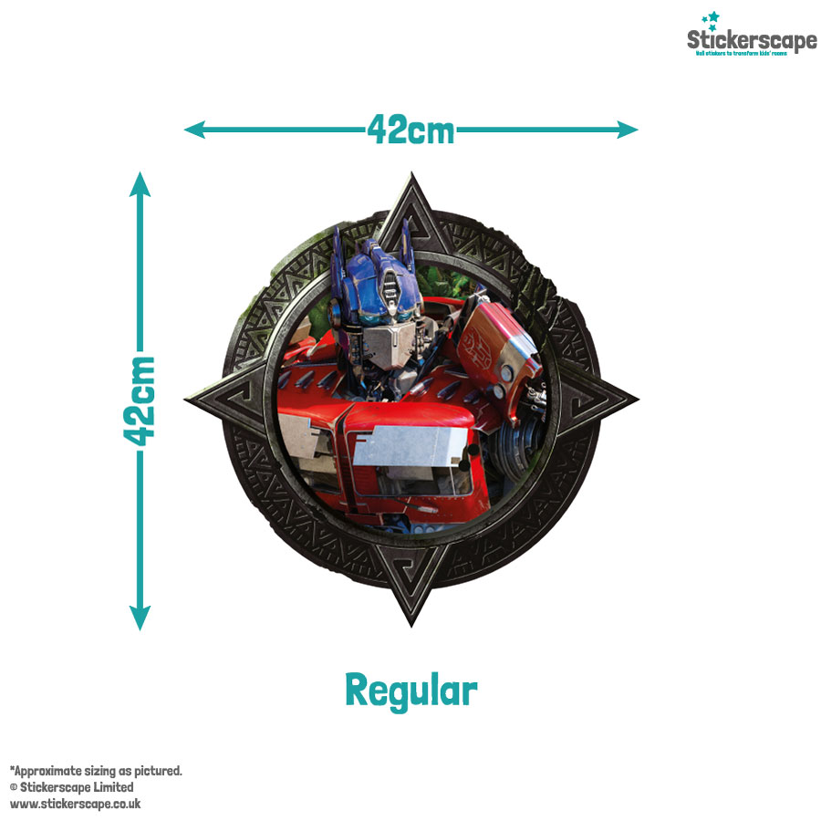 Optimus Prime wall sticker size guide showing regular size.