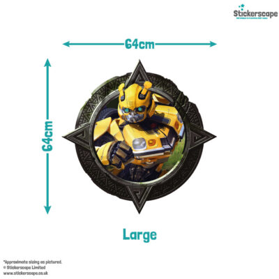 Bumblebee wall sticker size guide showing large size.