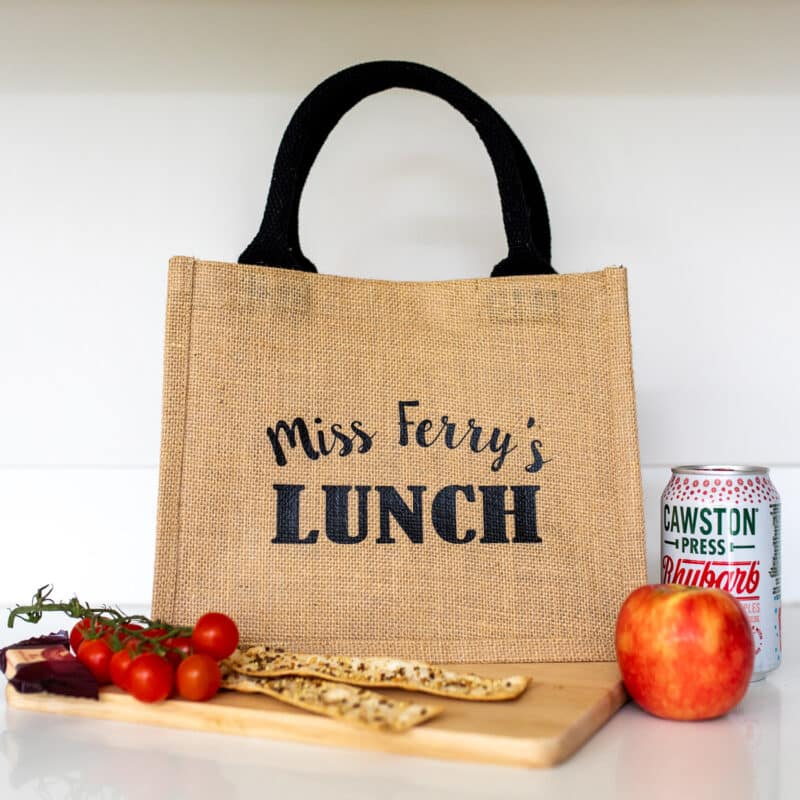 personalised jute lunch bag teacher gift
