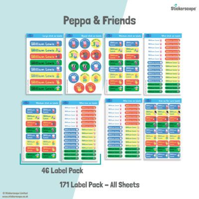 Peppa and Friends school name labels mixed name label pack