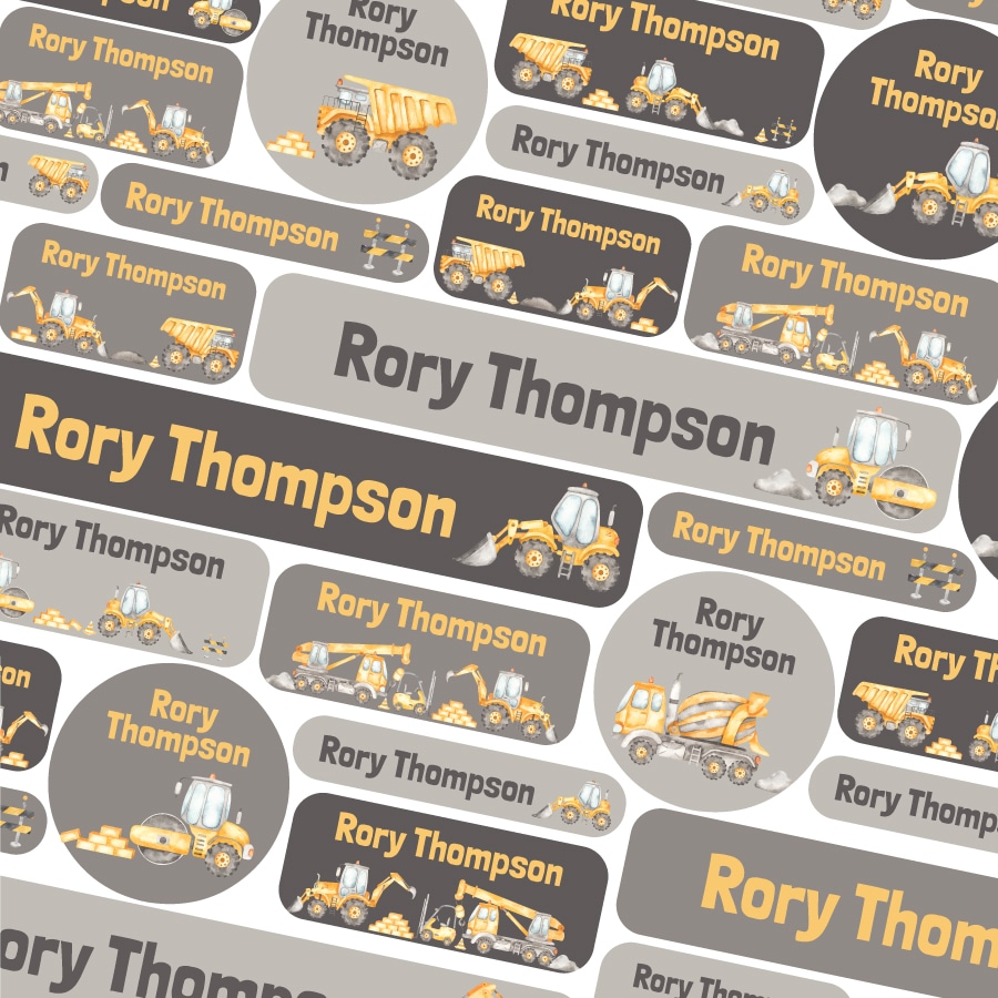 Tractors and Diggers name labels