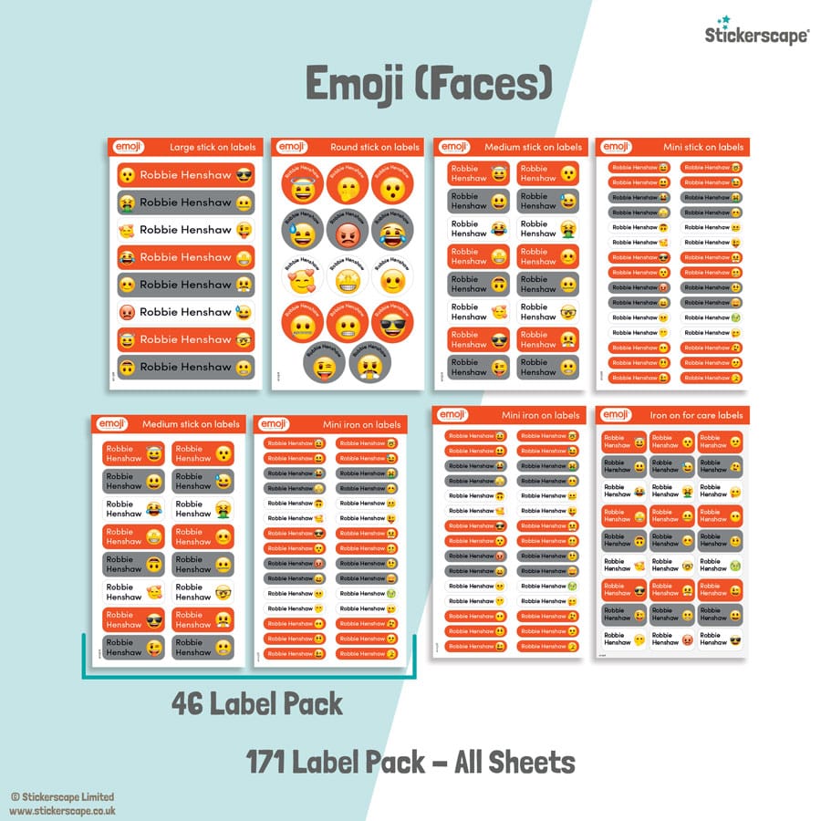 Emoji Faces name labels | Iron and Stick on labels