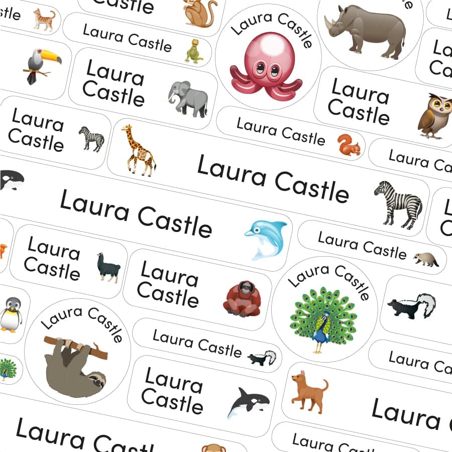 Emoji Animal name labels | School name labels