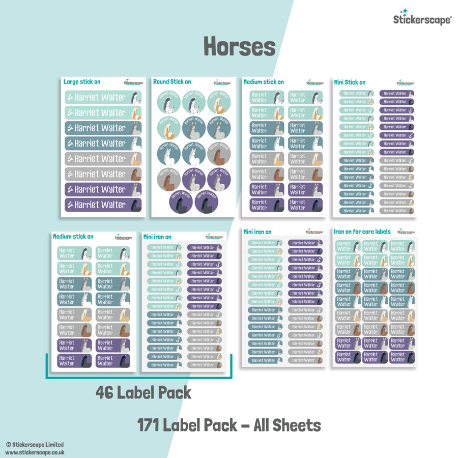 Horse name labels | Iron and Stick on labels