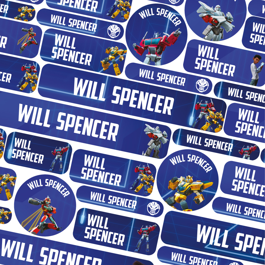 Transformers name labels | School name labels | Stickerscape