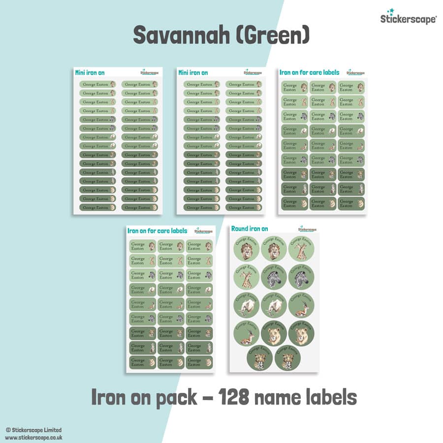 Green Savannah name labels | Iron on labels