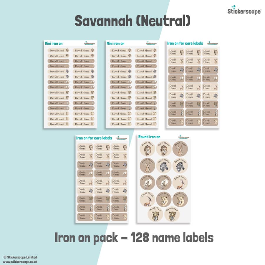 Neutral Savannah name labels | Iron on labels