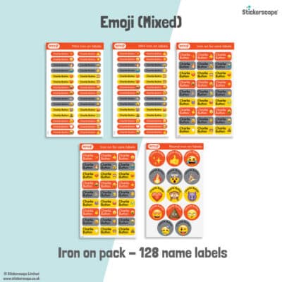 Emoji Mixed name labels | Iron on labels