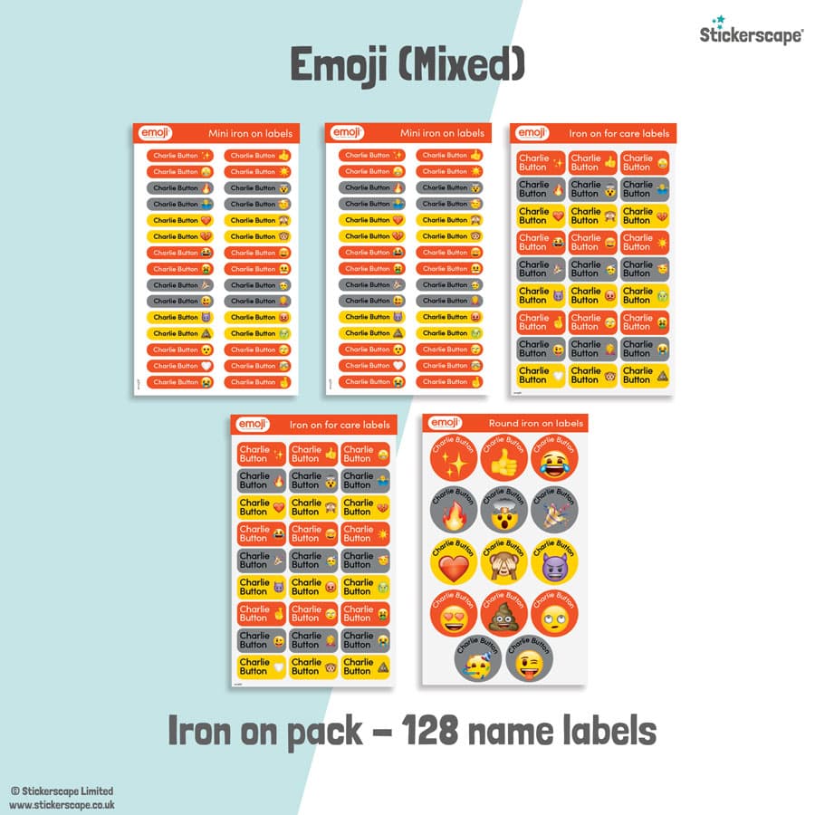 Emoji Mixed name labels | Iron on labels