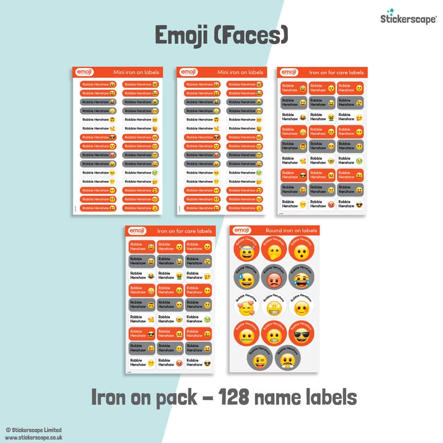 Emoji Faces name labels | Iron on labels