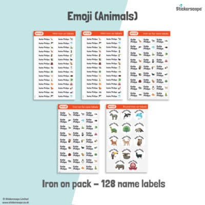 Emoji Animals name labels | Iron on labels