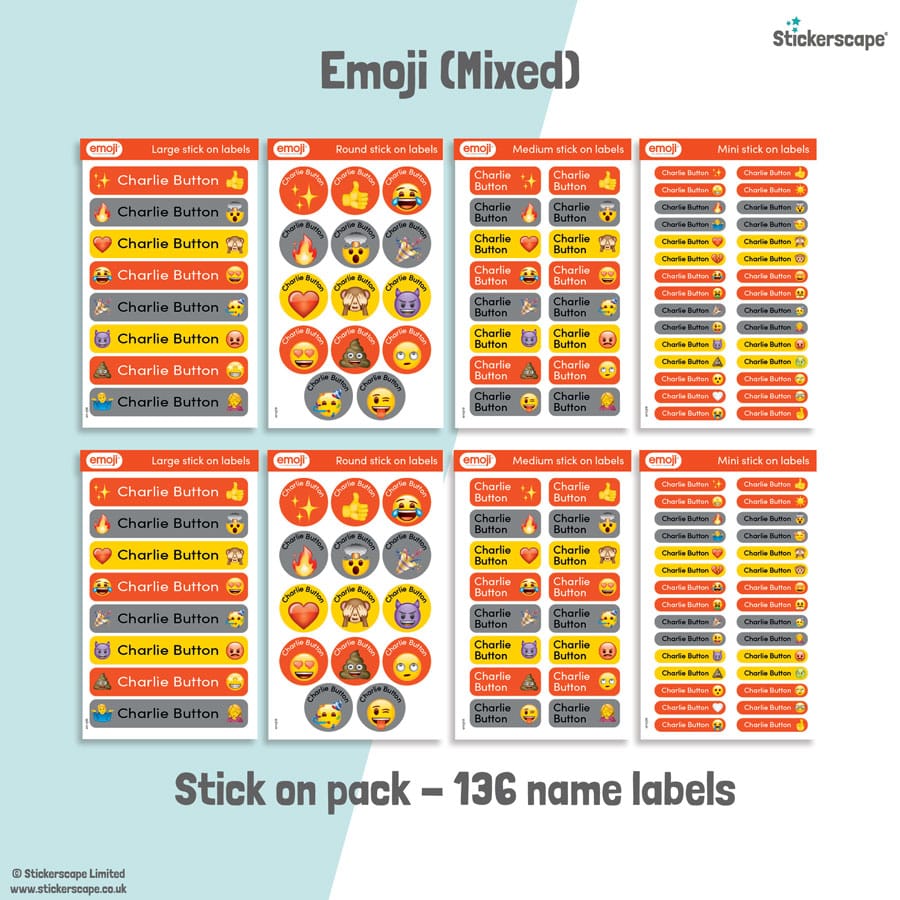 Emoji Mixed name labels | Stick on labels