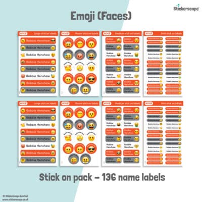 Emoji Faces name labels | Stick on labels