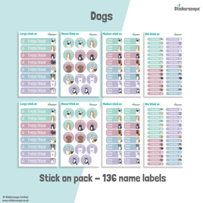 Dog name labels | Stick on labels
