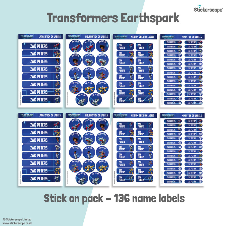 Transformers name labels | Stick on labels